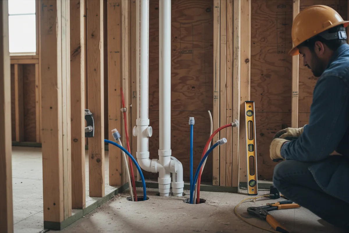 Drain and supply rough-in during Drain Cleaning in Gainesville